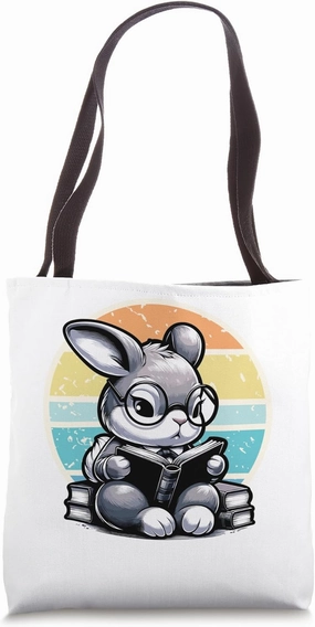 Buddy the Bunny Adventures in Reading Cute Tote Bag