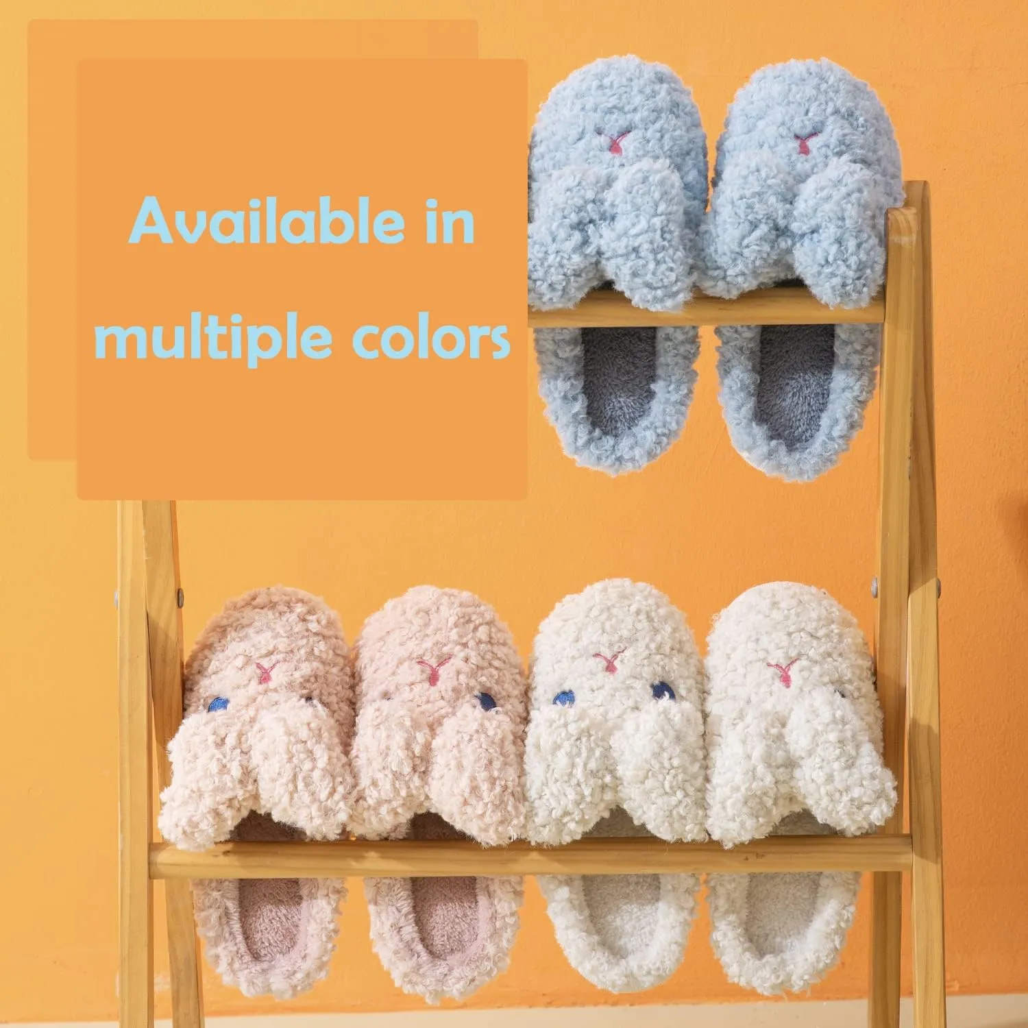 Bunny Slippers for Women Cute Animal Slippers Cozy Memory Foam House Slippers Warm Fleece Lining Soft Plush Non-Slip Sole Indoor Outdoor Shoes