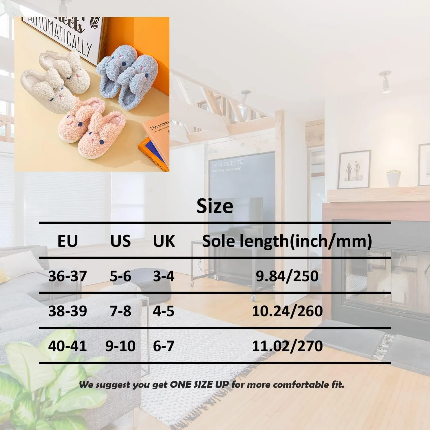 Bunny Slippers for Women Cute Animal Slippers Cozy Memory Foam House Slippers Warm Fleece Lining Soft Plush Non-Slip Sole Indoor Outdoor Shoes