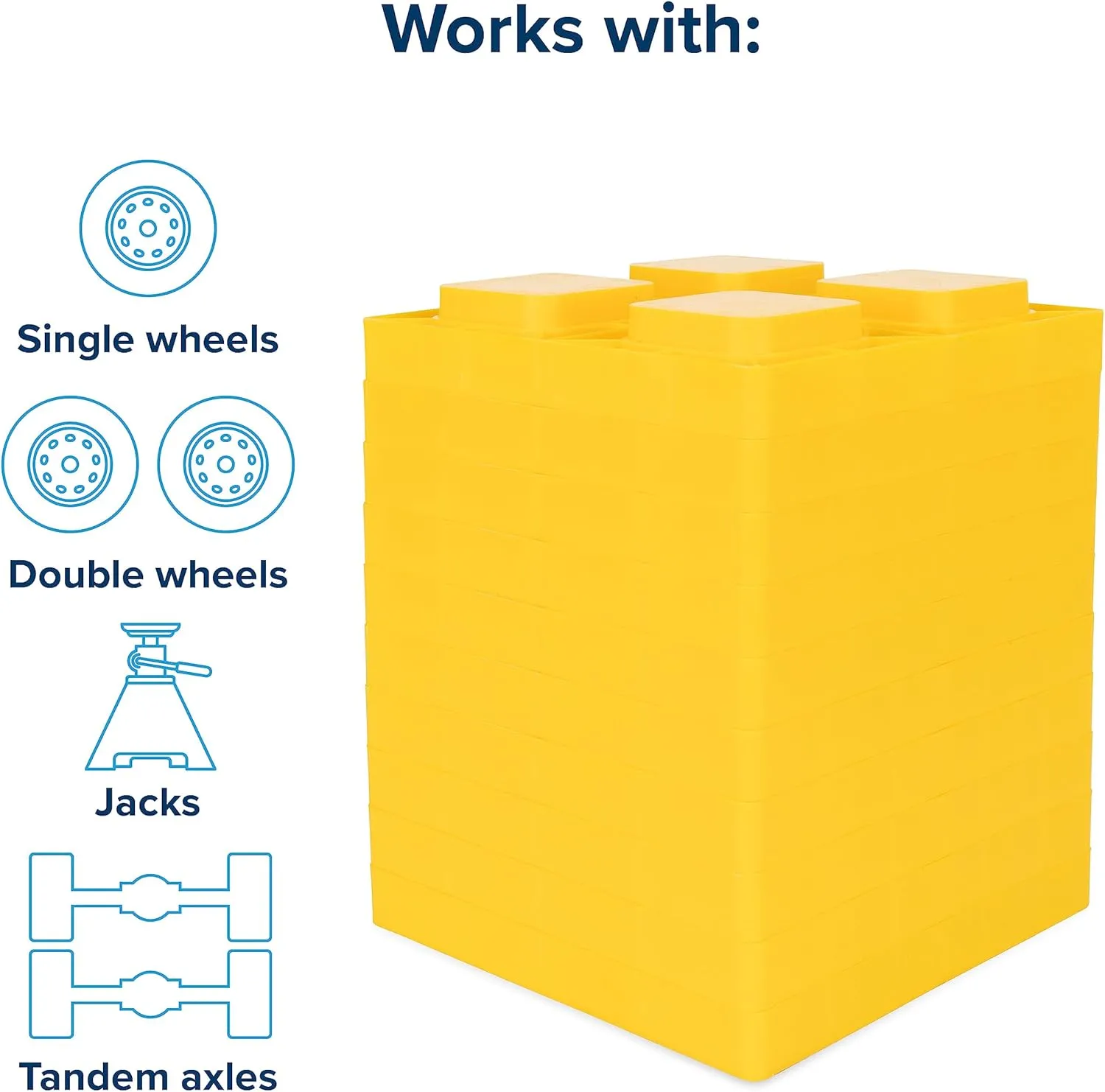 Camco RV Leveling Blocks - Features Interlocking Nested Design & Includes Zippered Bag for RV Storage - Each Camper Leveling Block Measures 8.5" x 8.5" x 1" - 10-Pack, Design May Vary (44510)