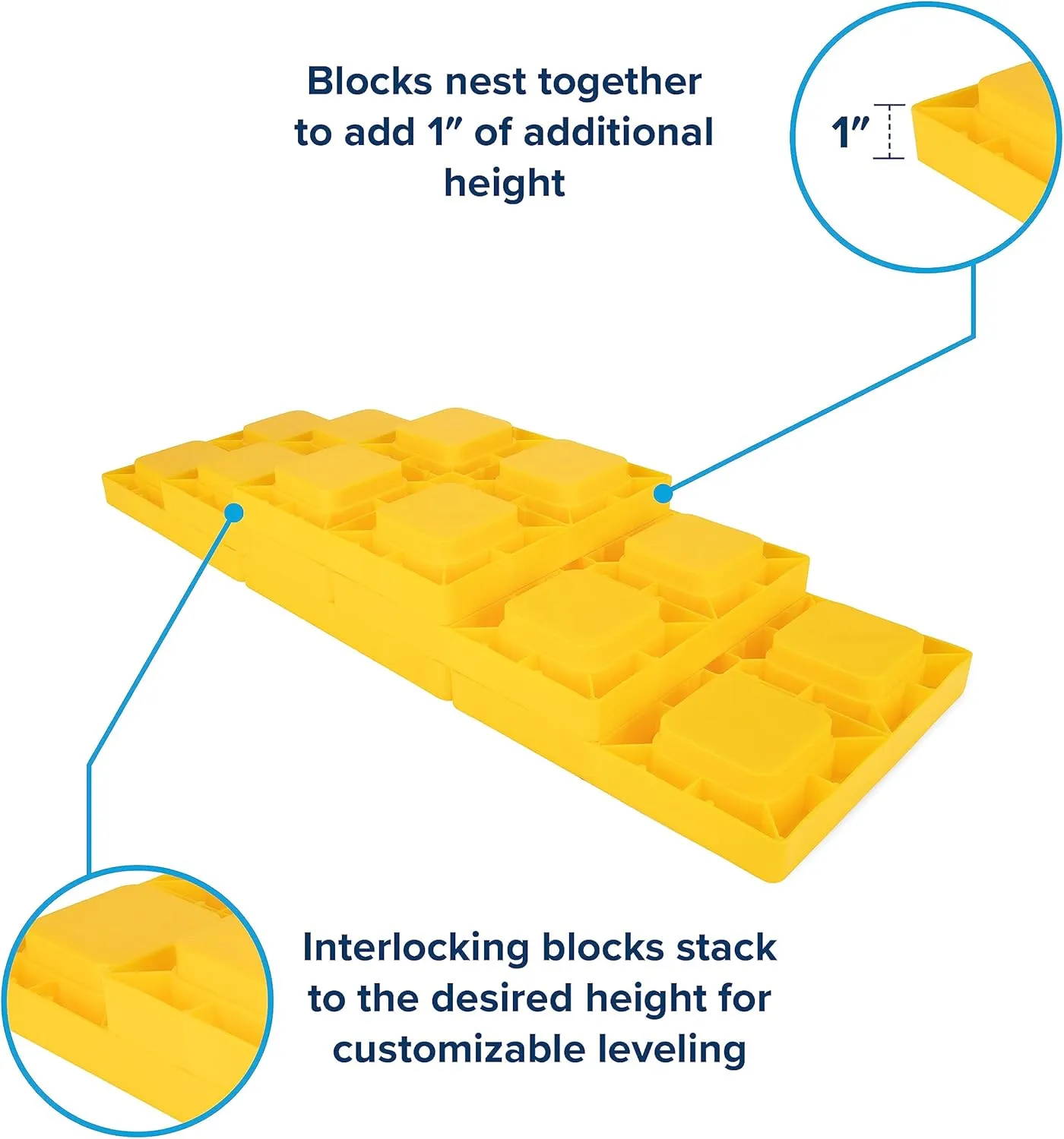 Camco RV Leveling Blocks - Features Interlocking Nested Design & Includes Zippered Bag for RV Storage - Each Camper Leveling Block Measures 8.5" x 8.5" x 1" - 10-Pack, Design May Vary (44510)