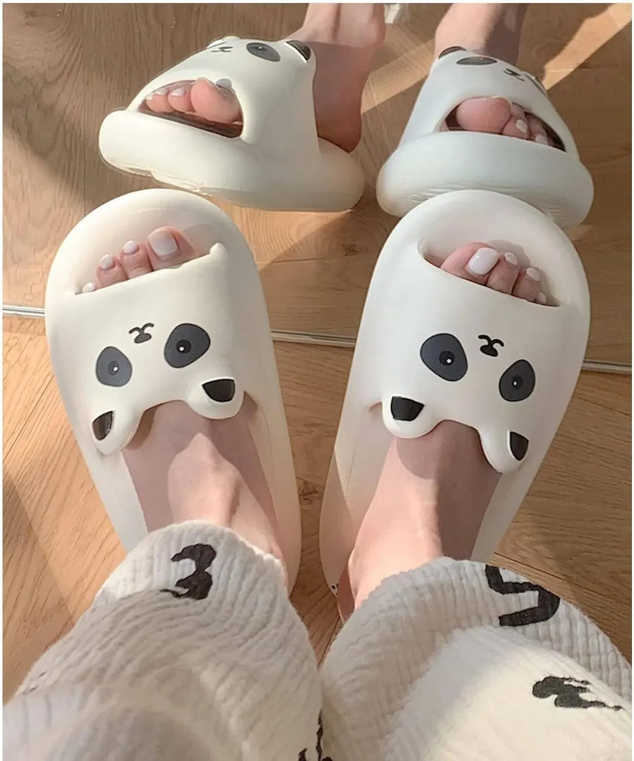 Cartoon Slides Thick Sole Cute Animal Slippers Kawaii Cat Panda for Women Girl Men Indoor Outdoor Soft