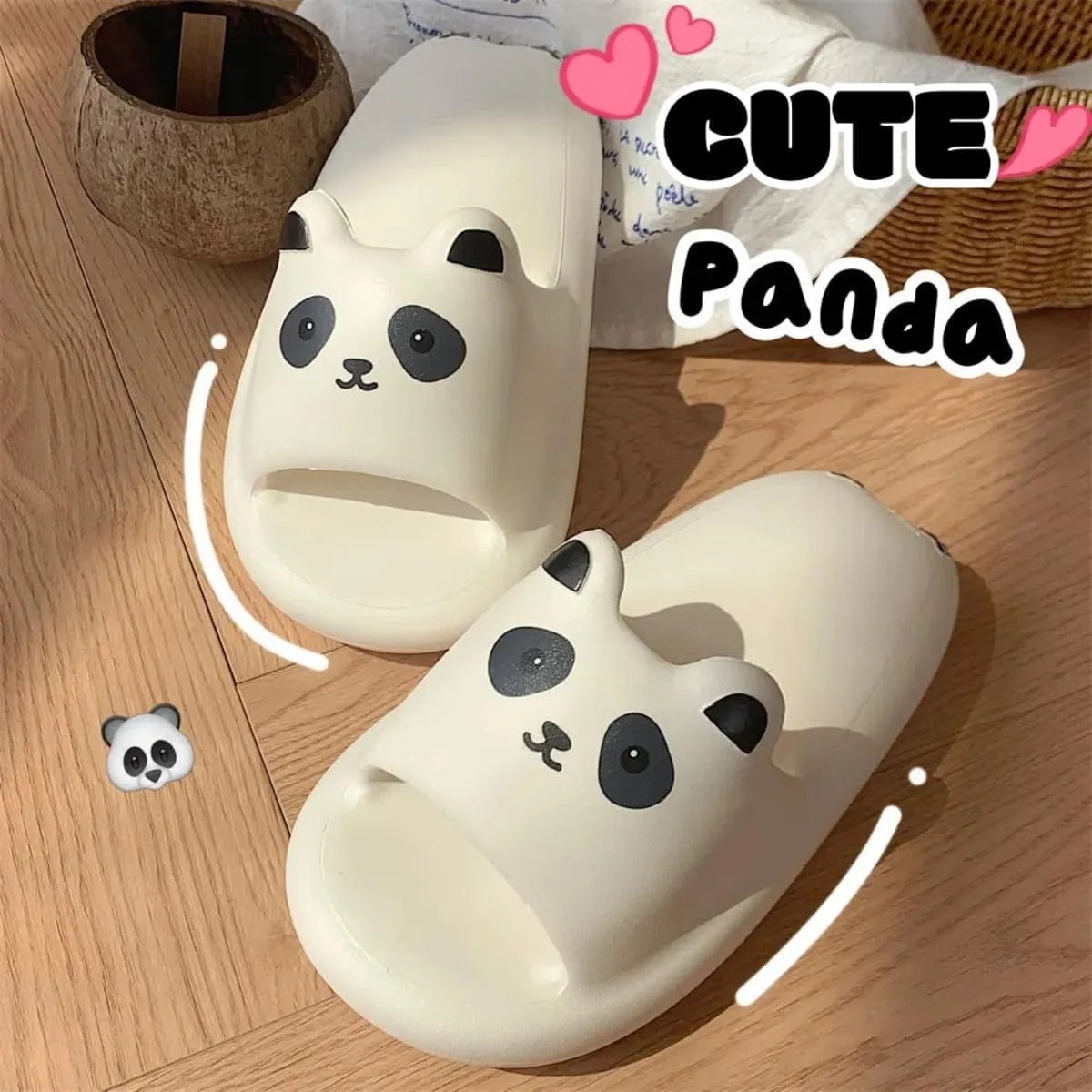 Cartoon Slides Thick Sole Cute Animal Slippers Kawaii Cat Panda for Women Girl Men Indoor Outdoor Soft