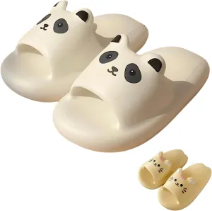 Cartoon Slides Thick Sole Cute Animal Slippers Kawaii Cat Panda for Women Girl Men Indoor Outdoor Soft