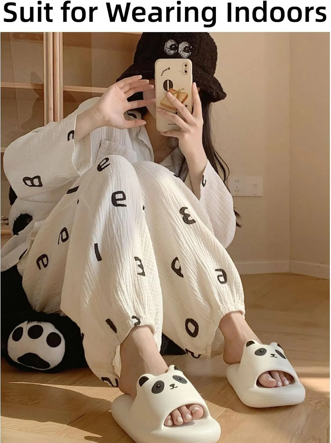 Cartoon Slides Thick Sole Cute Animal Slippers Kawaii Cat Panda for Women Girl Men Indoor Outdoor Soft