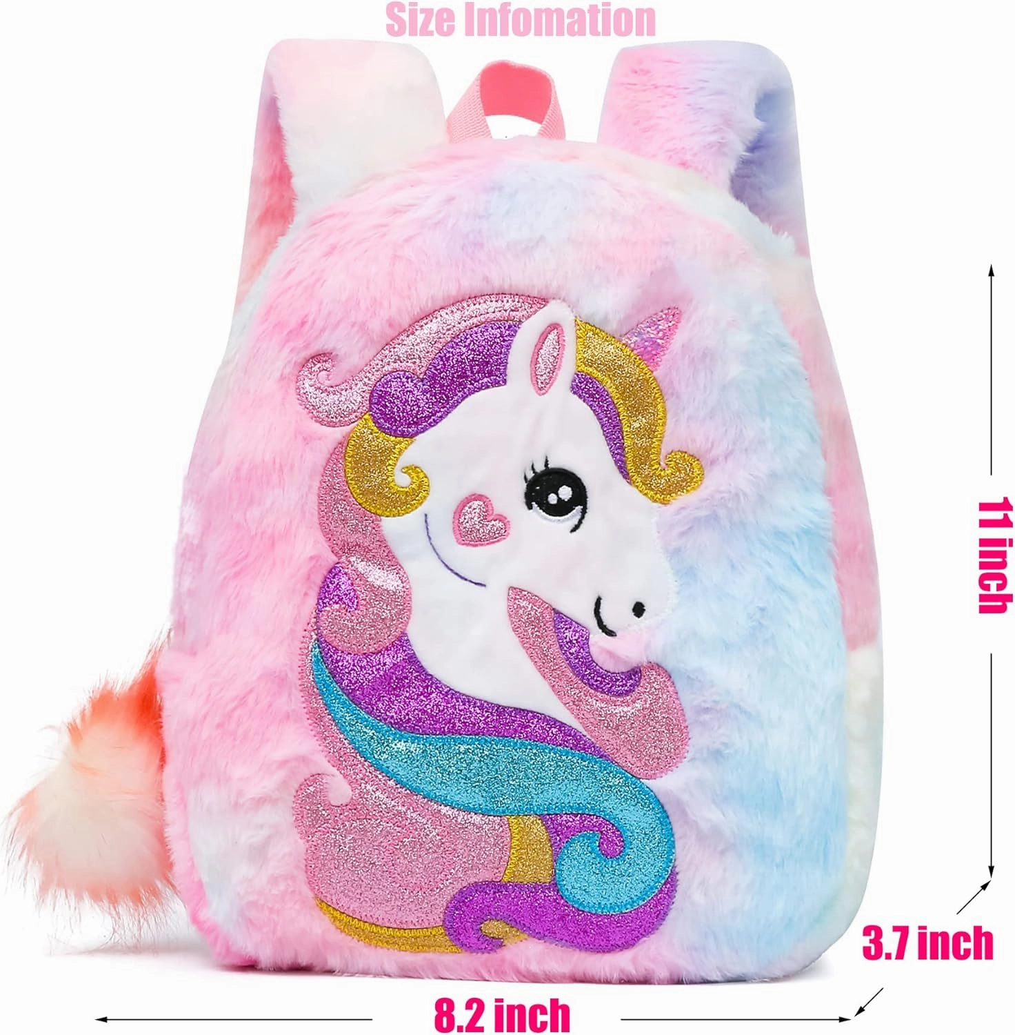CBOALOGR Cute Plush Unicorn Toddler Small Backpack Little Plush Bookbag for Girls 3 to 6 years old