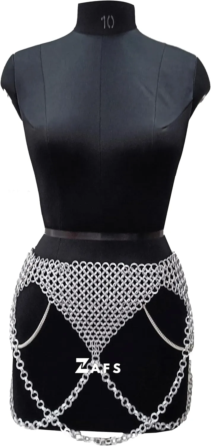 Chainmail Mini Skirt Medieval Aluminium Handmade Chainmail Ornamental Belt Chainmail Belly Dance Belt