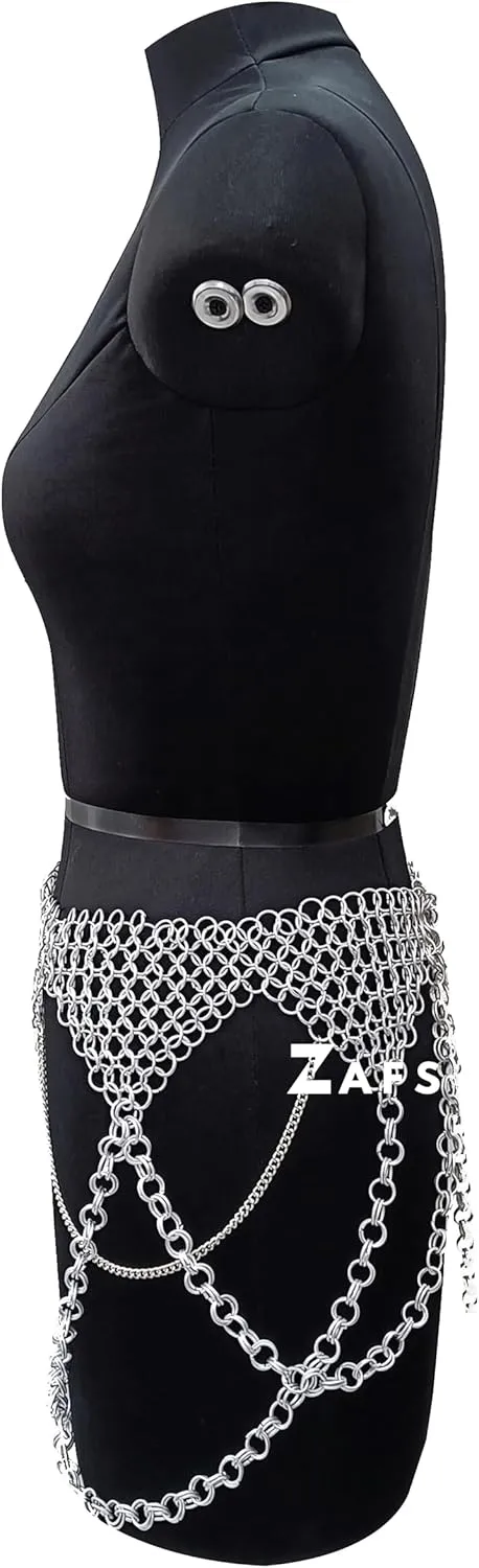 Chainmail Mini Skirt Medieval Aluminium Handmade Chainmail Ornamental Belt Chainmail Belly Dance Belt