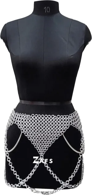 Chainmail Mini Skirt Medieval Aluminium Handmade Chainmail Ornamental Belt Chainmail Belly Dance Belt