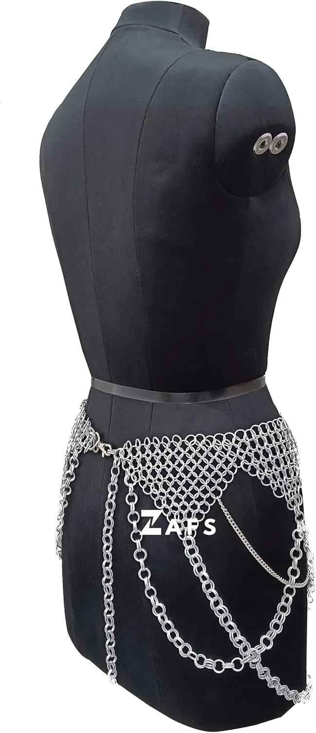 Chainmail Mini Skirt Medieval Aluminium Handmade Chainmail Ornamental Belt Chainmail Belly Dance Belt