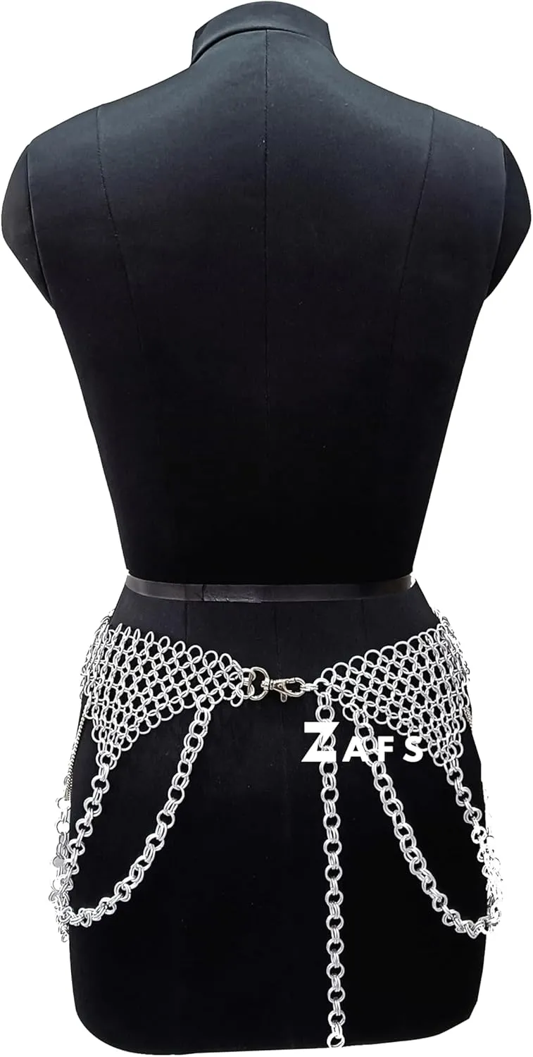 Chainmail Mini Skirt Medieval Aluminium Handmade Chainmail Ornamental Belt Chainmail Belly Dance Belt