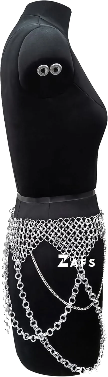 Chainmail Mini Skirt Medieval Aluminium Handmade Chainmail Ornamental Belt Chainmail Belly Dance Belt
