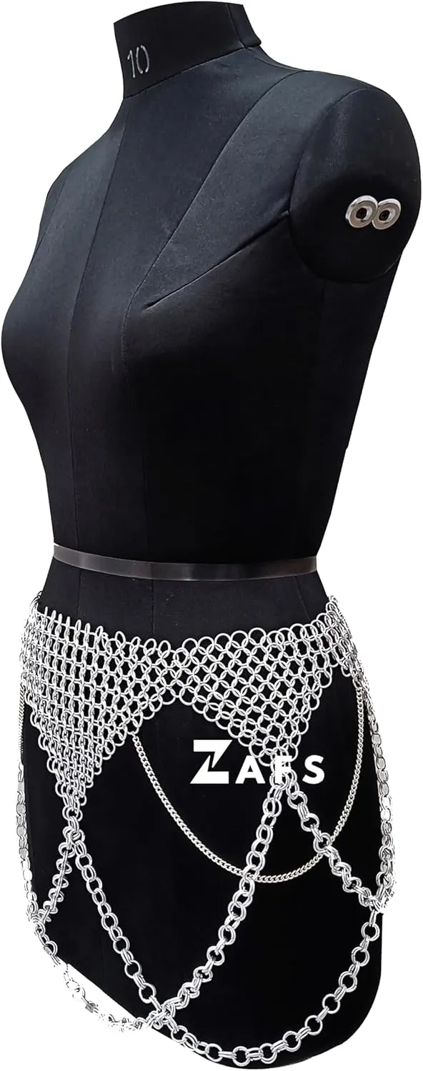 Chainmail Mini Skirt Medieval Aluminium Handmade Chainmail Ornamental Belt Chainmail Belly Dance Belt