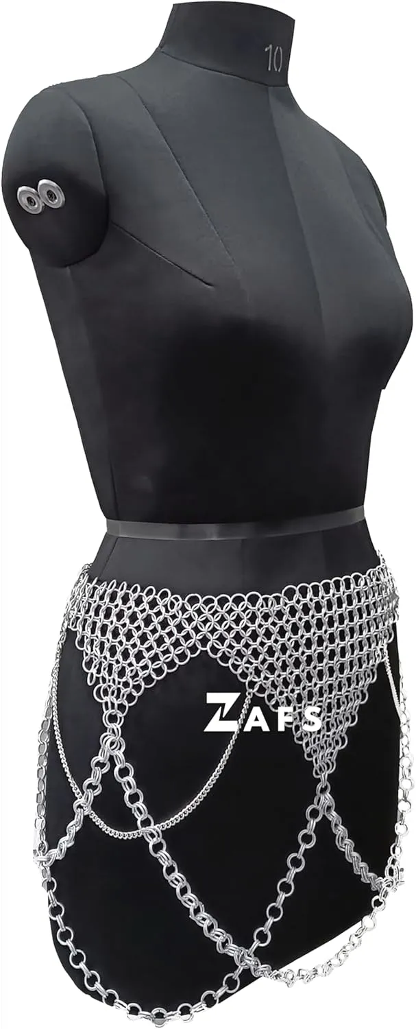 Chainmail Mini Skirt Medieval Aluminium Handmade Chainmail Ornamental Belt Chainmail Belly Dance Belt