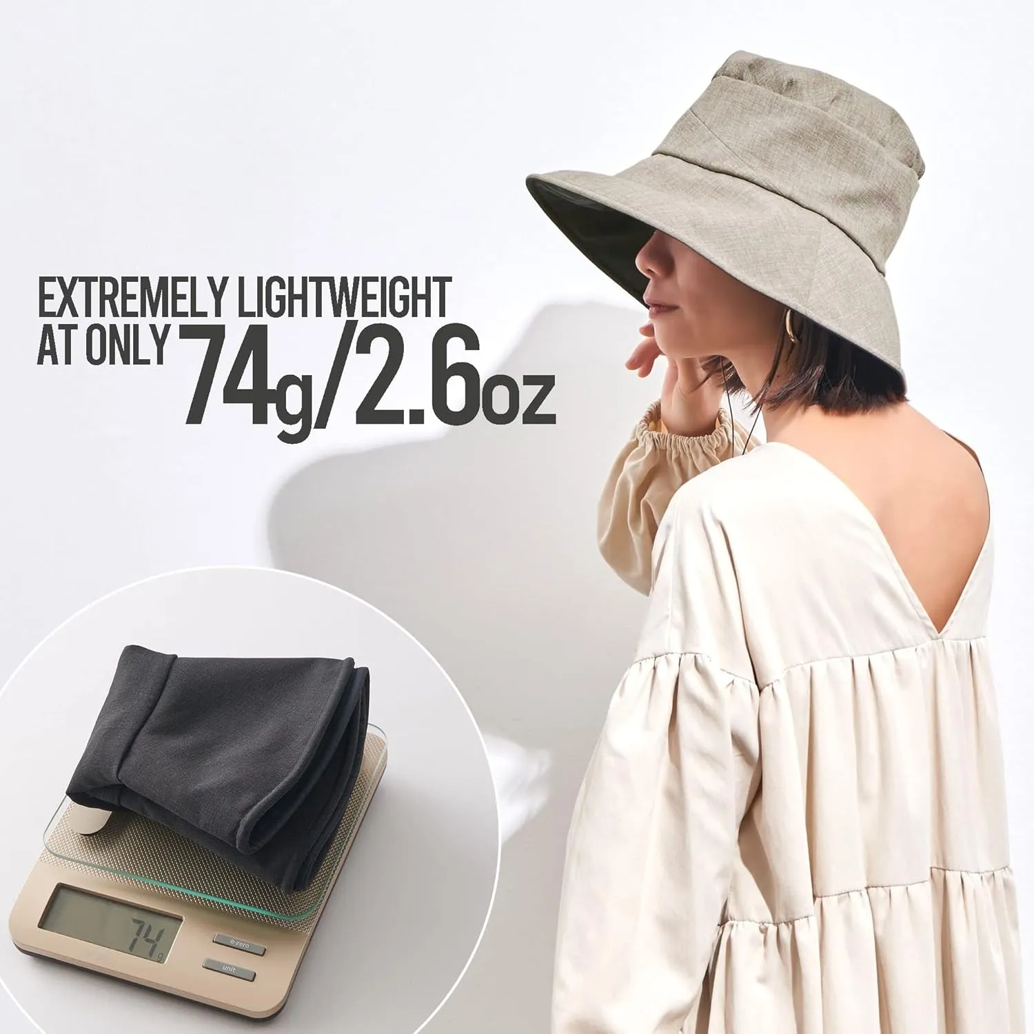 CHARM Womens Summer Beach Sun Hat - Wide Brim Gardening UV Protection Japanese Design