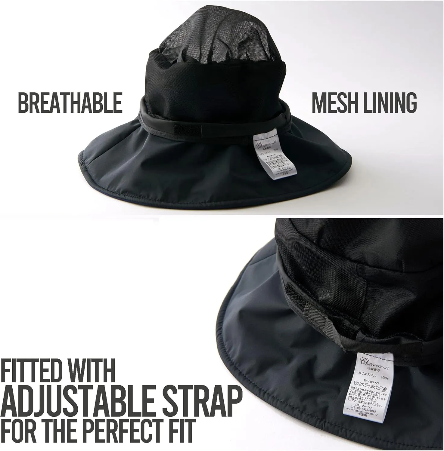 CHARM Womens Summer Beach Sun Hat - Wide Brim Gardening UV Protection Japanese Design