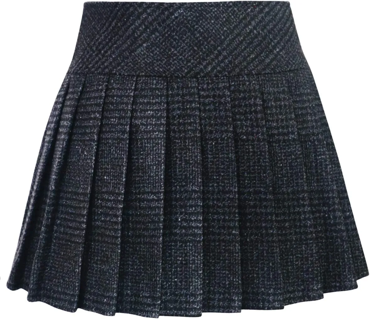 chouyatou Women's Casual Plaid High Waist A-Line Wool Pleated Short Skirt