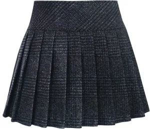chouyatou Women's Casual Plaid High Waist A-Line Wool Pleated Short Skirt