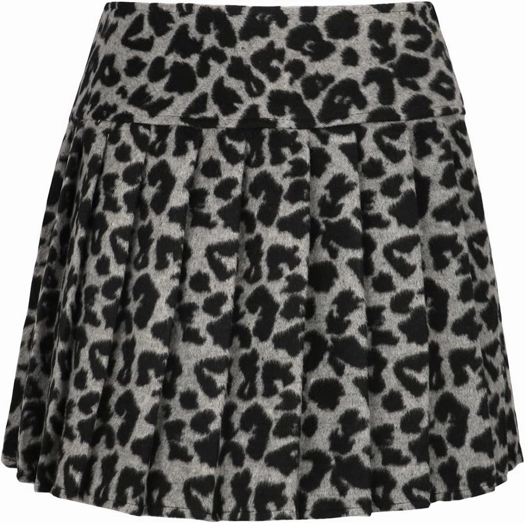 chouyatou Women's Casual Plaid High Waist A-Line Wool Pleated Short Skirt