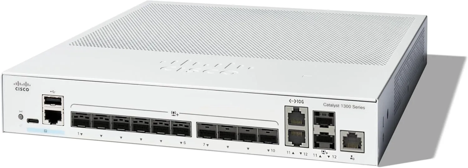 Cisco Catalyst 1300-12XS Managed Switch, 10 Port 10G SFP , 2x10GE SFP  Combo, Limited Lifetime Protection (C1300-12XS)