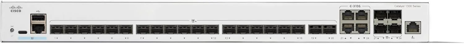Cisco Catalyst 1300-24XS Managed Switch, 20 Port 10G SFP , 4x10GE SFP  Combo, Limited Lifetime Protection (C1300-24XS)
