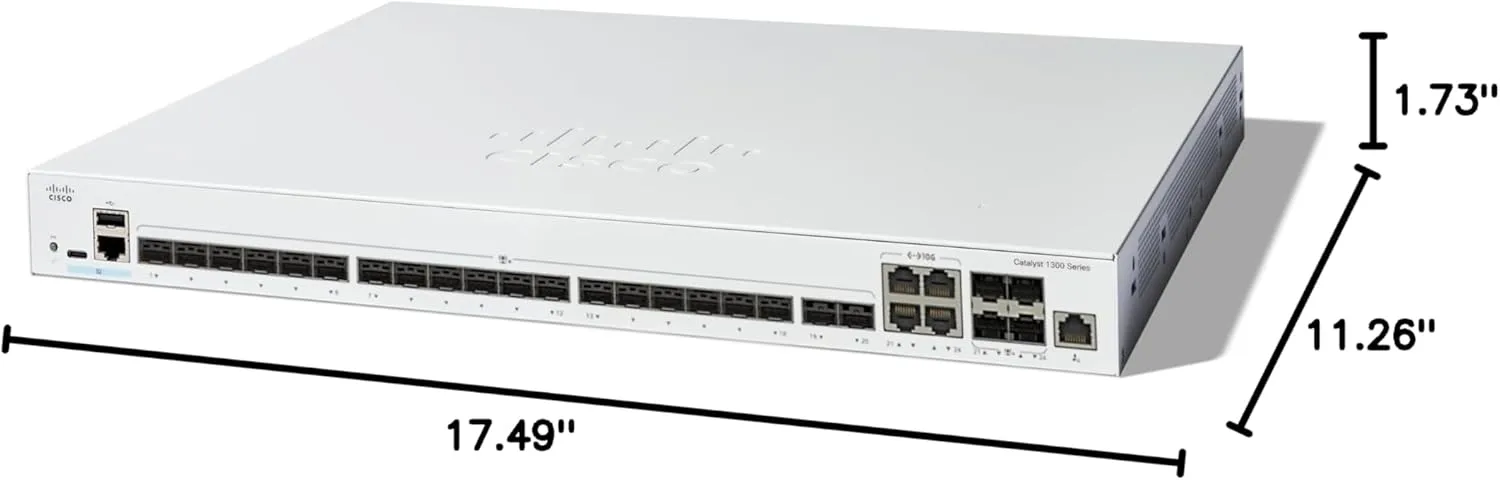 Cisco Catalyst 1300-24XS Managed Switch, 20 Port 10G SFP , 4x10GE SFP  Combo, Limited Lifetime Protection (C1300-24XS)