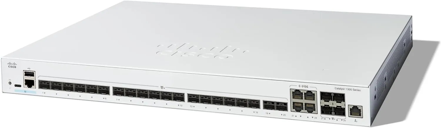 Cisco Catalyst 1300-24XS Managed Switch, 20 Port 10G SFP , 4x10GE SFP  Combo, Limited Lifetime Protection (C1300-24XS)