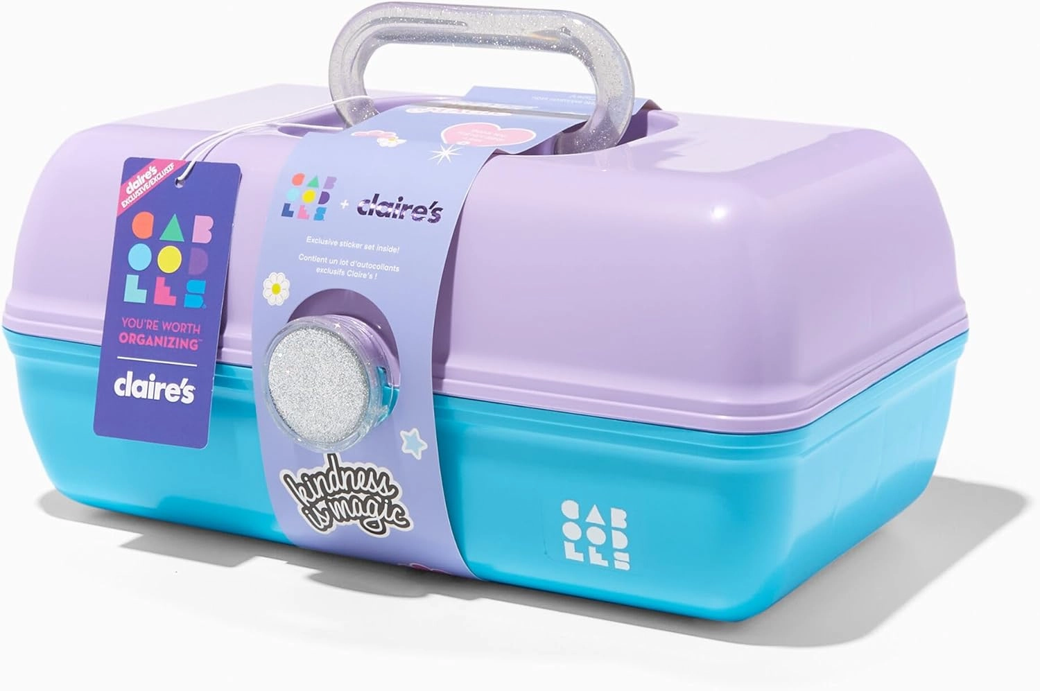 Claire's Exclusive - Caboodles Makeup Case, Travel Cosmetic Organizer for Girls with Mirror, Hard Case Storage Box: 13 x 7.4 x 6 Inches