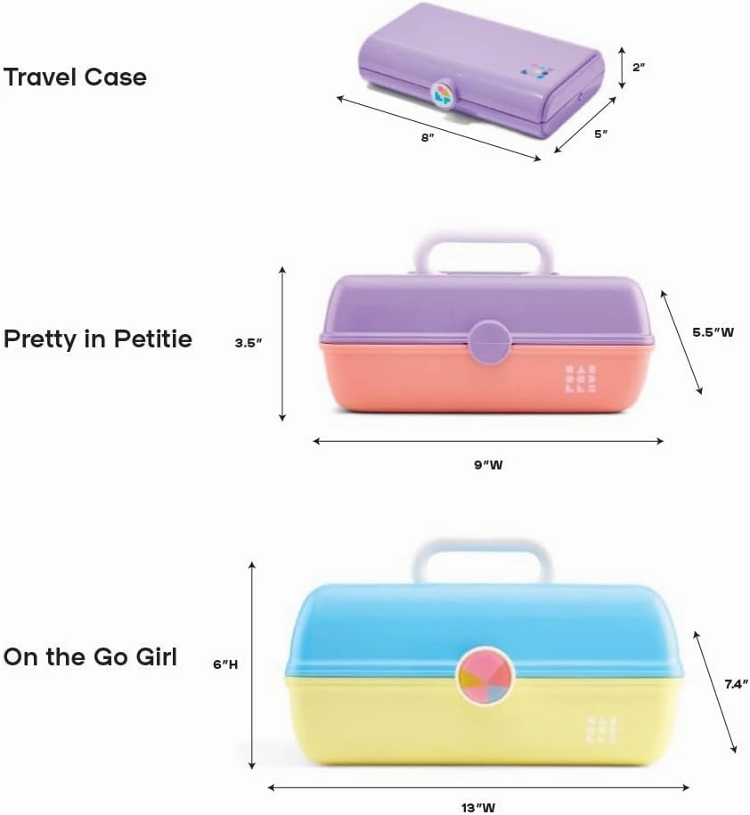 Claire's Exclusive - Caboodles Makeup Case, Travel Cosmetic Organizer for Girls with Mirror, Hard Case Storage Box: 13 x 7.4 x 6 Inches