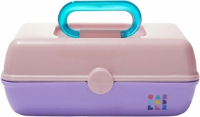 Claire's Features - Caboodles Makeup Case, Pretty in Petite Tote, Medium Organizer Storage Box with Mirror - Pink over Lavender: 9 x 5.5 x 3.8 Inches
