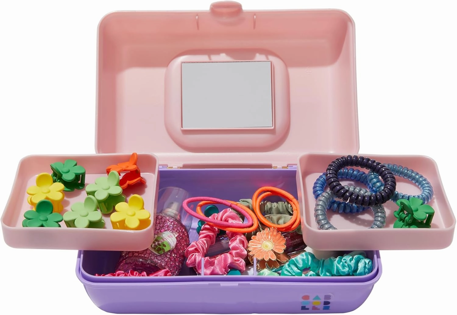 Claire's Features - Caboodles Makeup Case, Pretty in Petite Tote, Medium Organizer Storage Box with Mirror - Pink over Lavender: 9 x 5.5 x 3.8 Inches