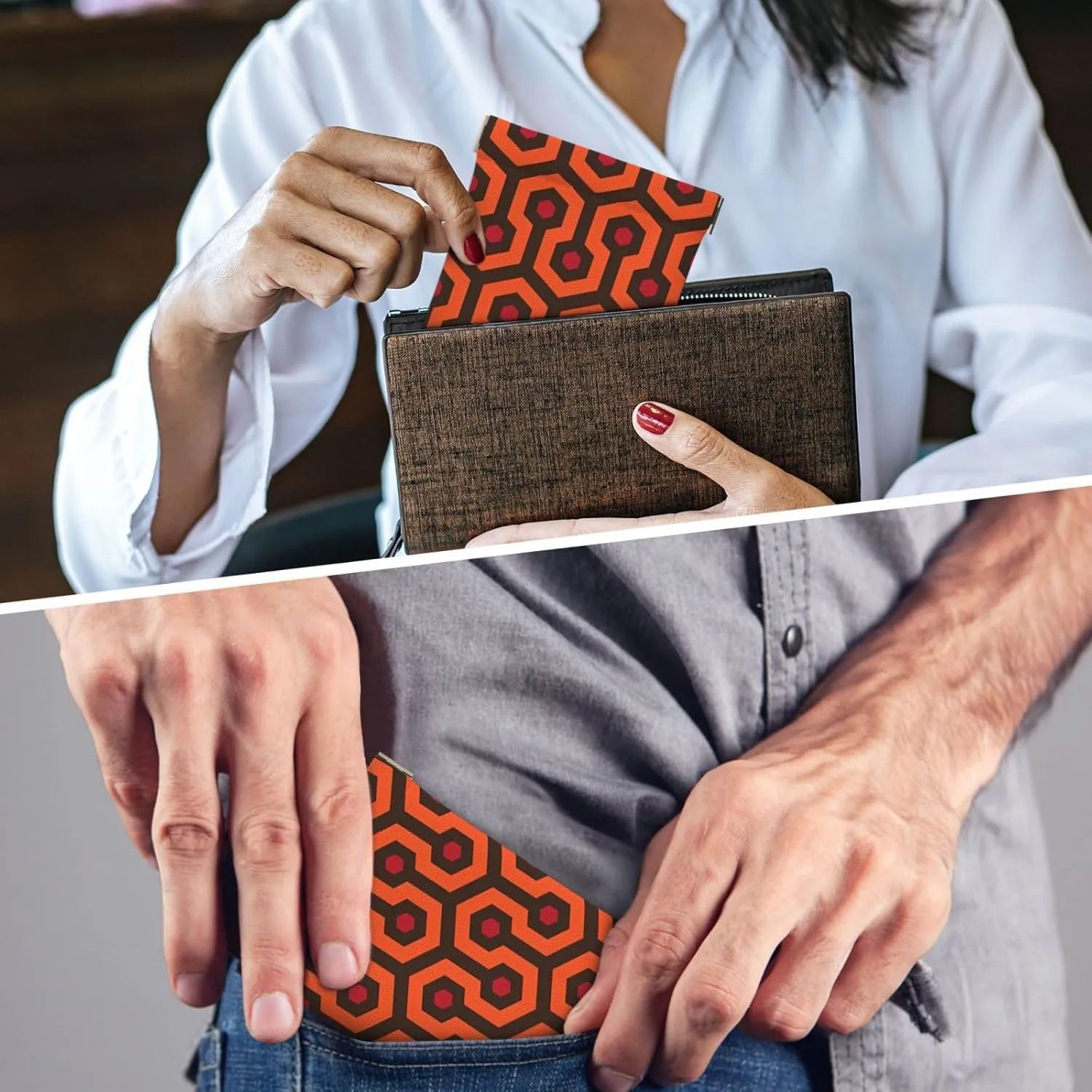 Coin Purse Overlook Hotel Carpet Leather Squeeze Coin Purse Mini Pouch Change Wallet Bag Gifts for Women Kids Girls Key Holder