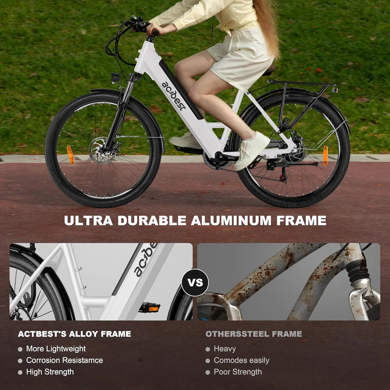 Core Electric Bike for Adults - 468Wh Removable Battery, 26 inch Step Thru Electric Bicycle, Peak 750W Brushless Motor Cityrun Ebike, with 7 Speed, Up to 50 Miles, E-Bikes
