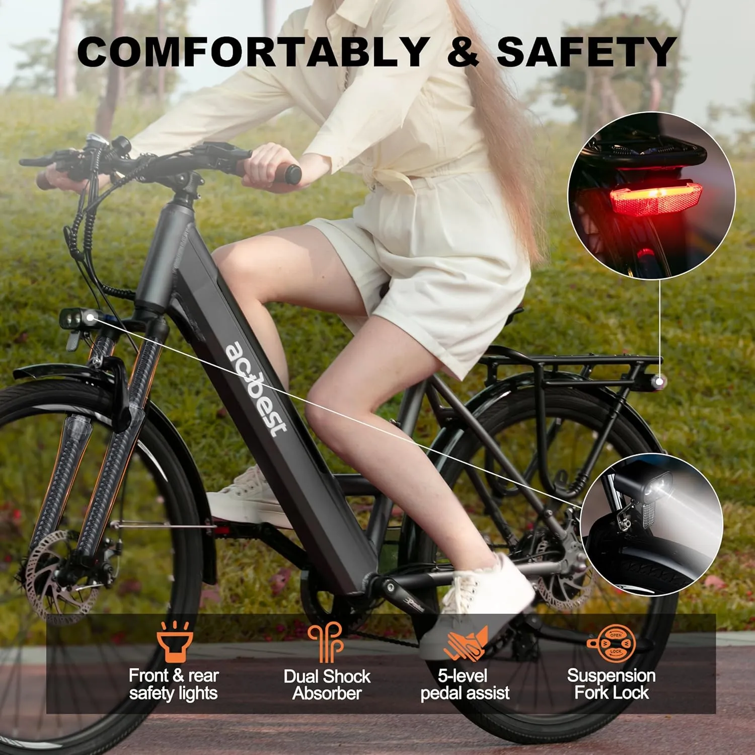 Core Electric Bike for Adults - 468Wh Removable Battery, 26 inch Step Thru Electric Bicycle, Peak 750W Brushless Motor Cityrun Ebike, with 7 Speed, Up to 50 Miles, E-Bikes