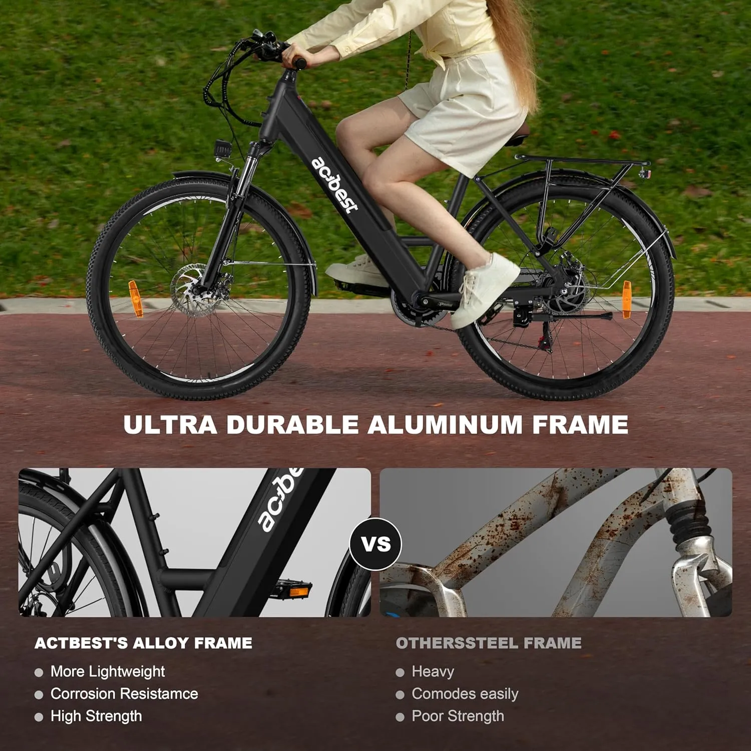 Core Electric Bike for Adults - 468Wh Removable Battery, 26 inch Step Thru Electric Bicycle, Peak 750W Brushless Motor Cityrun Ebike, with 7 Speed, Up to 50 Miles, E-Bikes