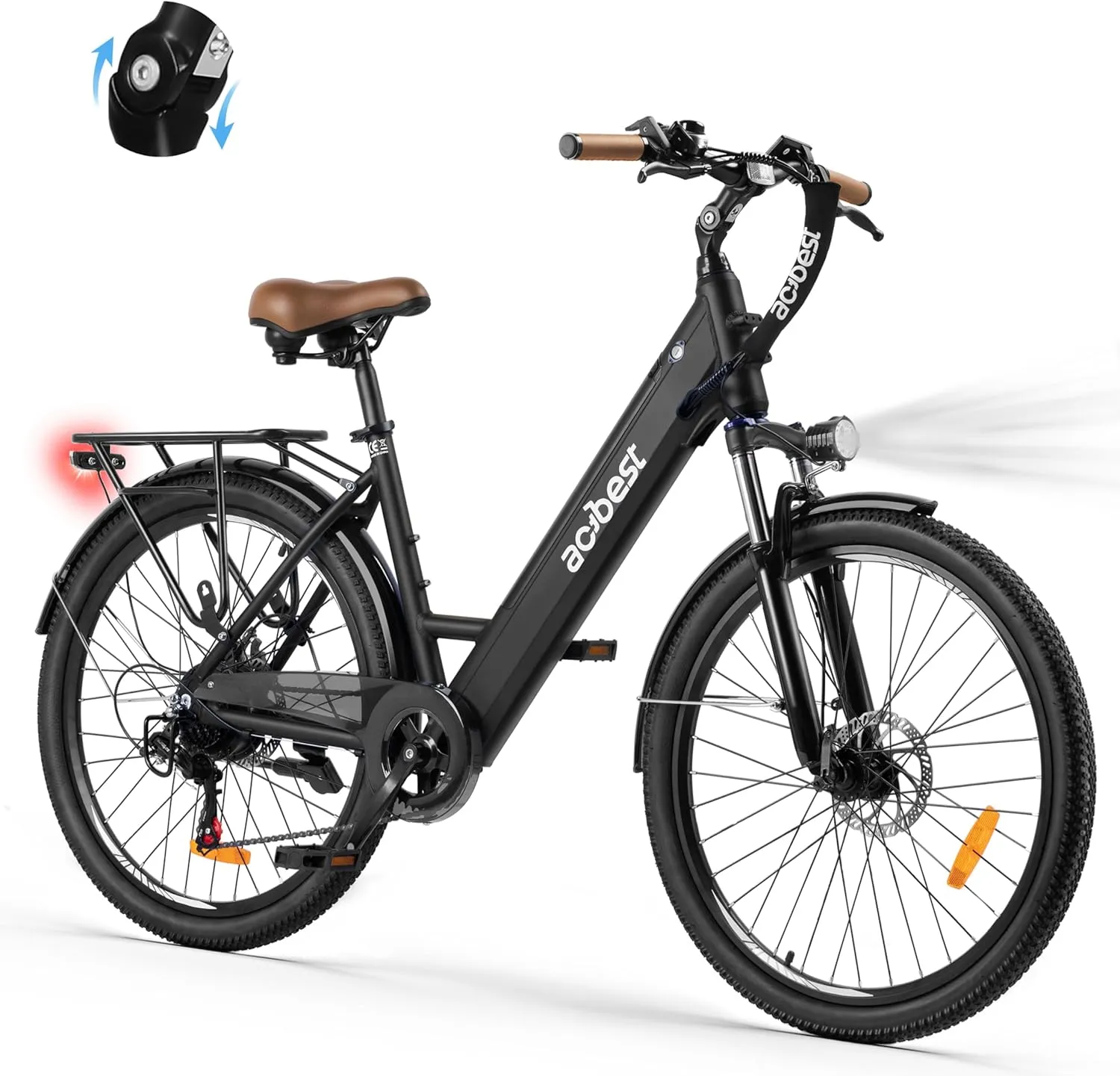 Core Electric Bike for Adults - 468Wh Removable Battery, 26 inch Step Thru Electric Bicycle, Peak 750W Brushless Motor Cityrun Ebike, with 7 Speed, Up to 50 Miles, E-Bikes