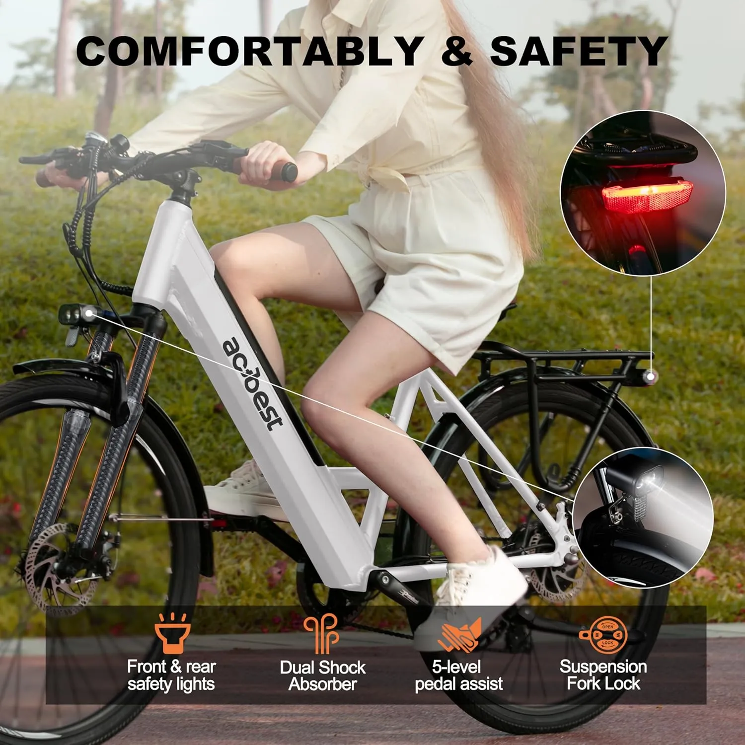 Core Electric Bike for Adults - 468Wh Removable Battery, 26 inch Step Thru Electric Bicycle, Peak 750W Brushless Motor Cityrun Ebike, with 7 Speed, Up to 50 Miles, E-Bikes