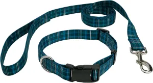 Country Brook Petz - Deluxe Navy Plaid Dog Collar and Leash - Plaid and Argyle Collection Featuring Charming Designs (1 Inch, Extra Large)