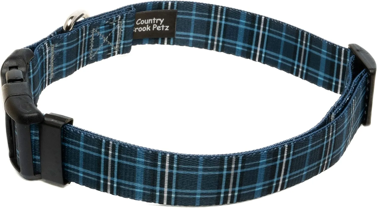 Country Brook Petz - Deluxe Navy Plaid Dog Collar and Leash - Plaid and Argyle Collection Featuring Charming Designs (1 Inch, Extra Large)