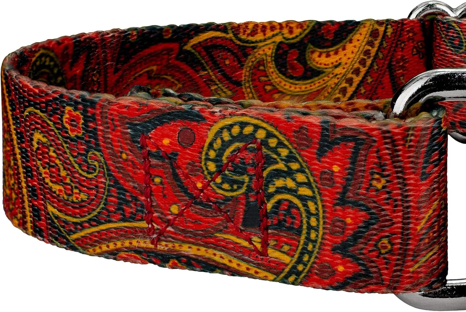 Country Brook Petz - Fire Paisley Martingale Dog Collar and Leash - Paisley Collection Featuring Classy Designs (1 Inch, Large)
