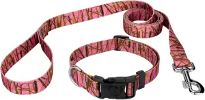 Country Brook Petz - Pink Waterfowl Camo Deluxe Dog Collar and Leash - Camouflage Collection Featuring Rugged Designs (1 Inch, Medium)