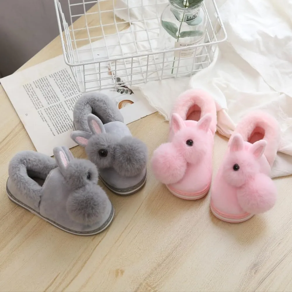 Cozy Enclosed-heel Cotton Slippers for Women Warm Comfort Soft Slippers Thickened Soles Non-slip Soles Cute Cartoon Rabbit Slippers Winter Slippers