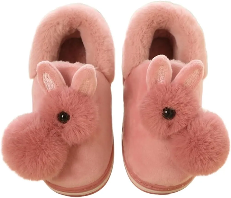 Cozy Enclosed-heel Cotton Slippers for Women Warm Comfort Soft Slippers Thickened Soles Non-slip Soles Cute Cartoon Rabbit Slippers Winter Slippers