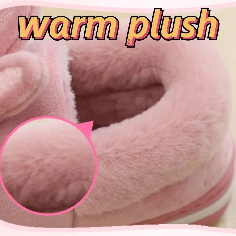 Cozy Enclosed-heel Cotton Slippers for Women Warm Comfort Soft Slippers Thickened Soles Non-slip Soles Cute Cartoon Rabbit Slippers Winter Slippers