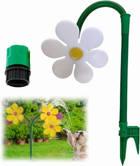 Crazy Dancing Flower Water Sprinkler, Dancing Daisy Sprinkler, Crazy Daisy Sprinkler for Dogs, Funny Sun Flower Dancing Daisy Yard Lawn Sprinkler, for Garden, Lawn, Courtyard (White)