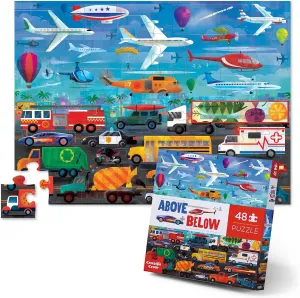 Crocodile Creek Above   Below 48-Piece Jigsaw Floor Puzzle - Fun Floor Puzzles for Kids Ages 4-8 - Vehicles - 27 x 20 inches Finished