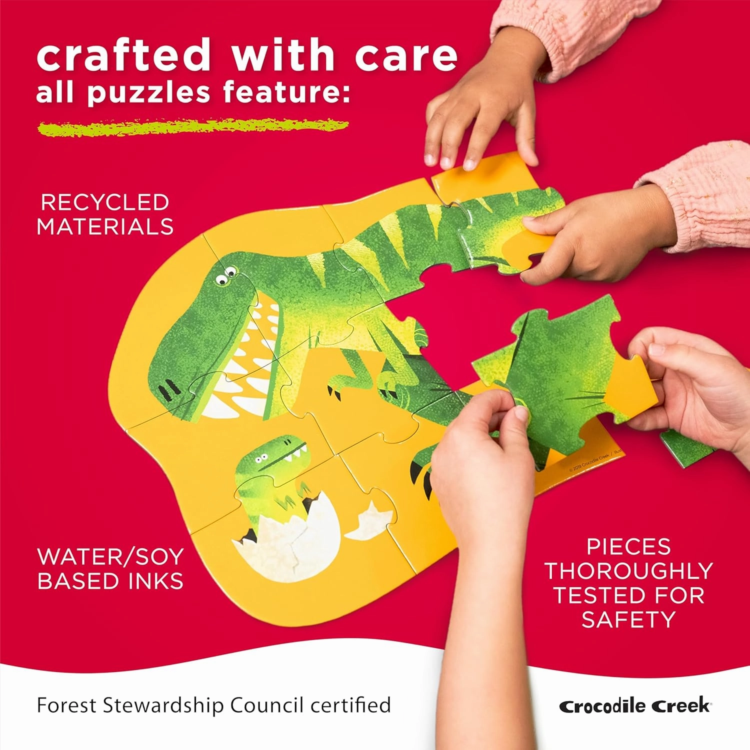 Crocodile Creek 100-Piece Jigsaw Puzzle for Kids Ages 5 and Up - Fun and Educational Table or Floor Holographic Foil Puzzle - Heavy-Duty Box for Storage - Jungle Paradise - 24" x 18" Finished
