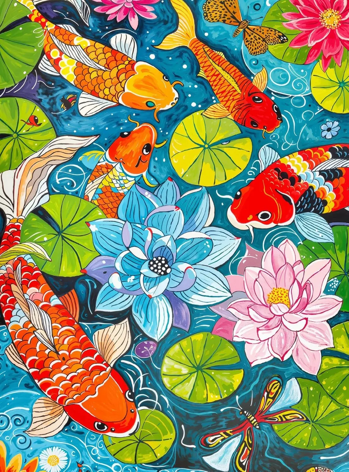 Cross & Glory - Dragonfly Dreams: Koi & Lilies Adventure - 1000 Piece Jigsaw Puzzle for Adults | Unique Nature-Themed | Vibrant Art
