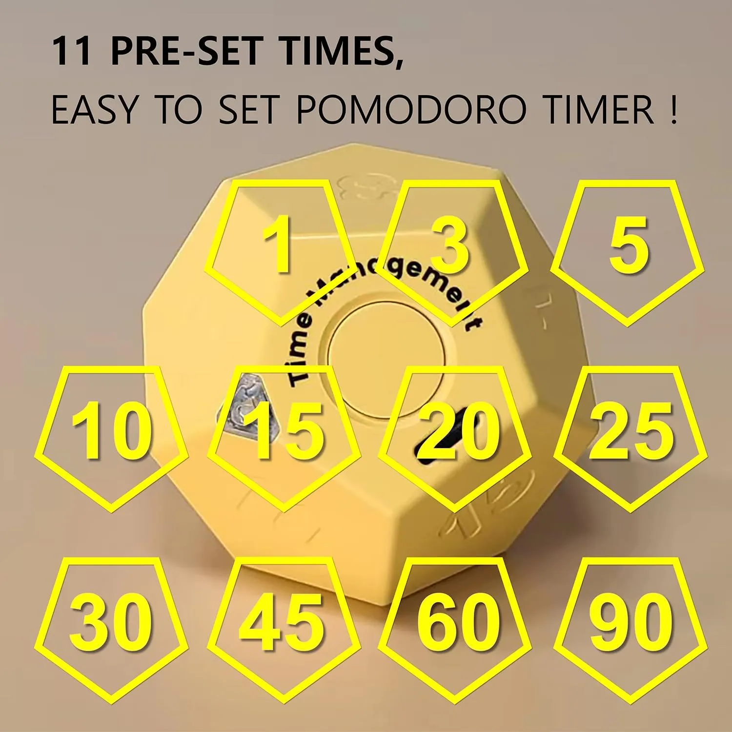Cube Pomodoro Timer, Rechargeable Small Cute, Timer for Kids and Classroom, Kitchen, Cooking, Workout & Study Countdown, Time Management Tool (Honey Yellow)