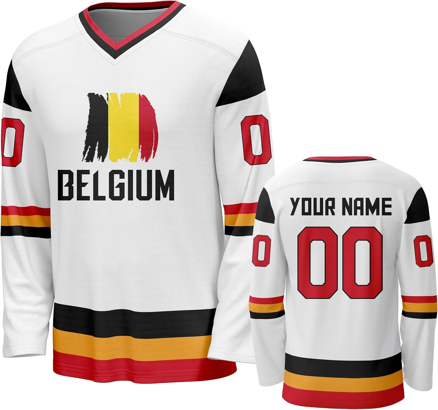 Custom National Hockey Jersey Personalized Name Number V-Neck Sports Ice Hockey Jersey Fans Gift for Men Women Youth